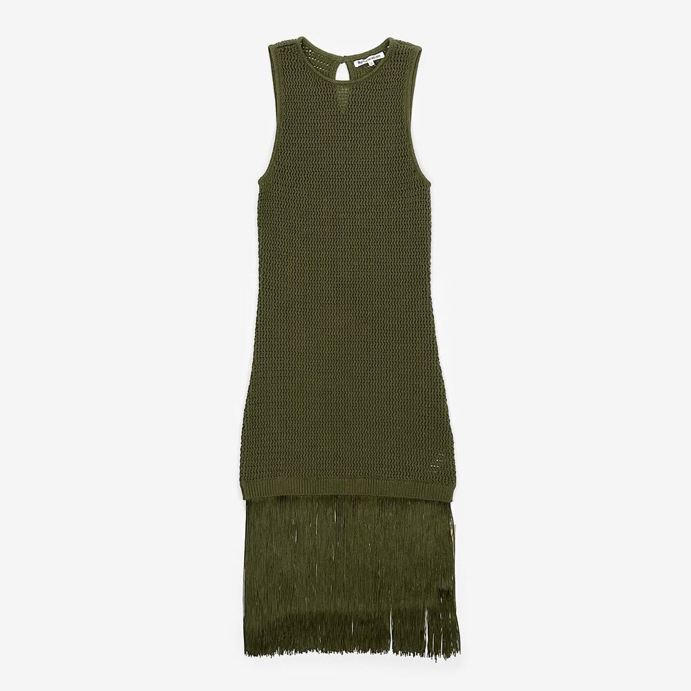 Reformation Olive Green Khaki Sleeveless Midi Dress (NWT)